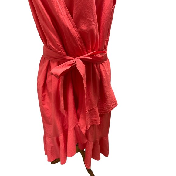 Jessica London Cotton Faux Wrap Dress Melon Size 20W Summer Boho Vacation Beach - Picture 8 of 14